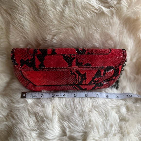OrYANY Leather Snakeskin Style Red Shoulder Handbag Clutch New - Picture 6 of 11